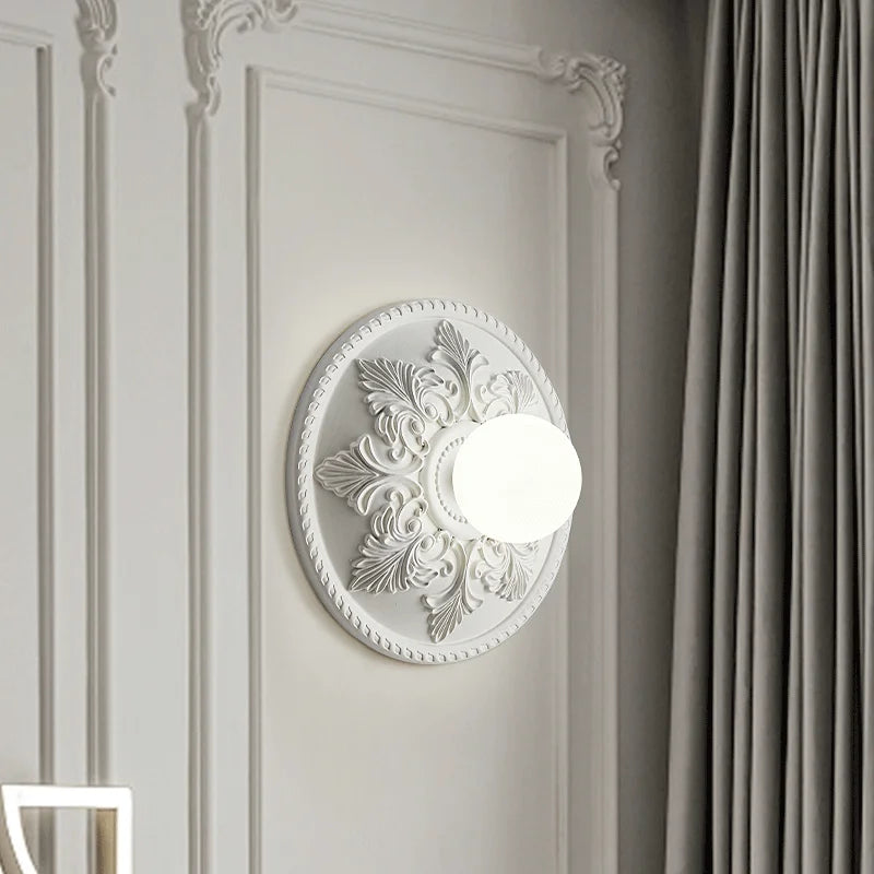 applique murale ronde rétro en verre blanc haut de gamme - vue 4 sur 8