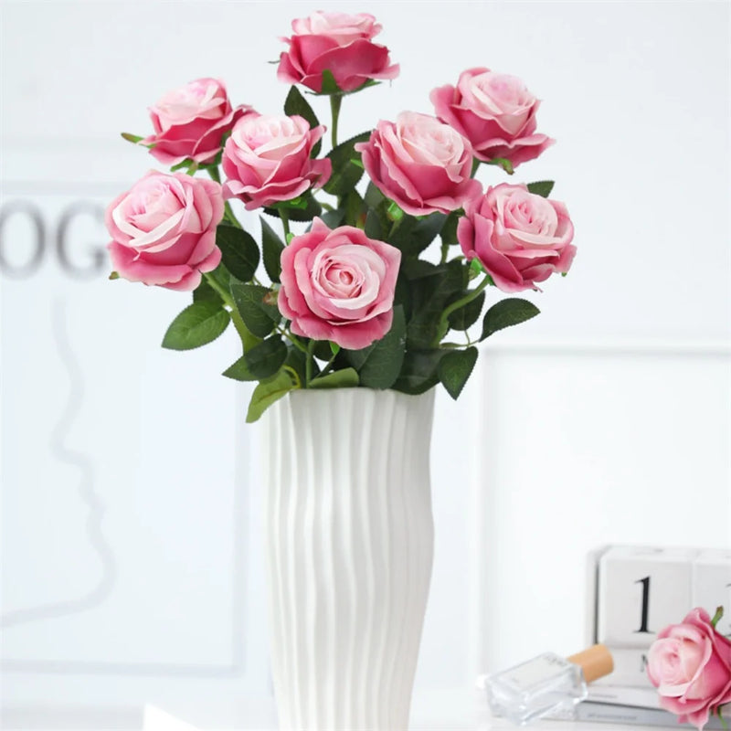 fleurs de roses artificielles en soie pour décorations romantiques
