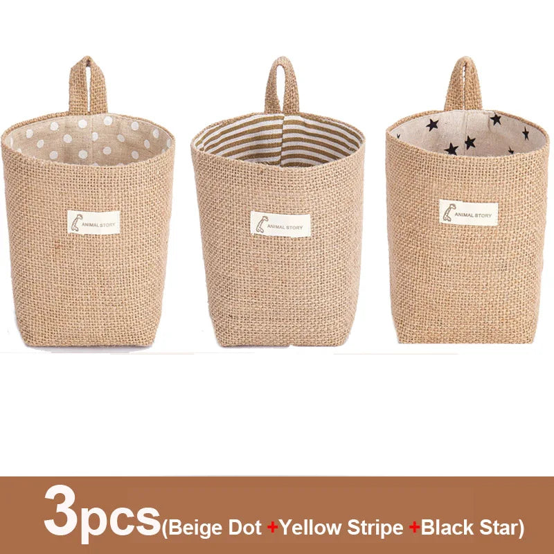 lot de 3 paniers suspendus en toile de jute pour rangement et décoration - vue 12 sur 13