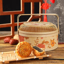 Handmade Woven Basket With Hollow Cover, 26x26x10cm Kitchen Bamboo Woven Tote Basket For New Year And Spring Festival