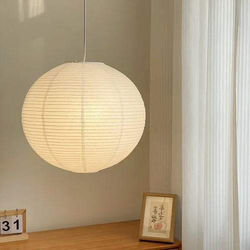 Japanese style rice paper art pendant light, lantern ball bedroom, living room, tea room, Zen lamp decoration pendant light - vue 3 sur 15