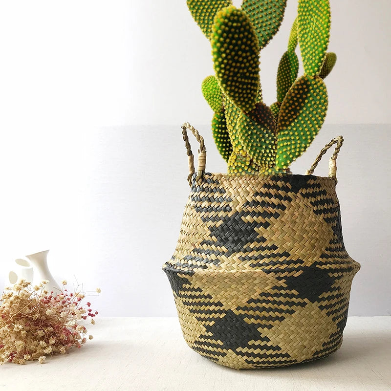paniers de rangement en bambou pliables pour décoration et jardin - vue 5 sur 10