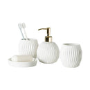 Nordic Bathroom, Dark Green Ceramic Embossed Shape, Soap Dispenser, Dish, Mouthwash Cup, Bathroom Supplies, Set