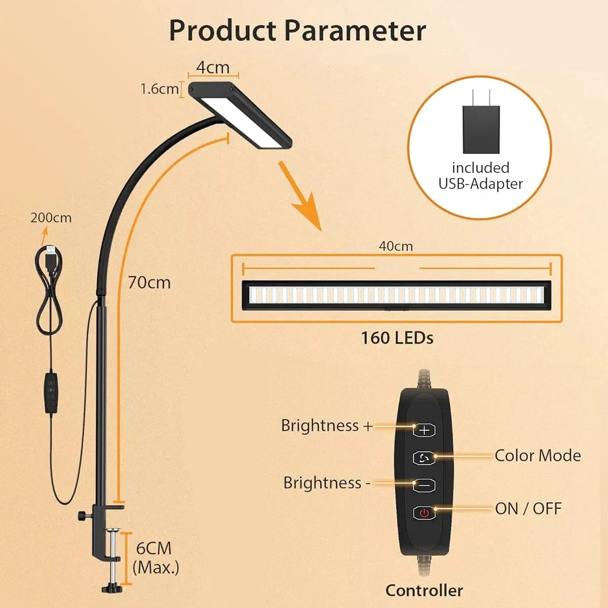 Lampe de bureau LED pour le bureau à la maison - vue 6 sur 7