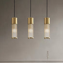 suspension à led en cuivre avec abat-jour en verre réglable