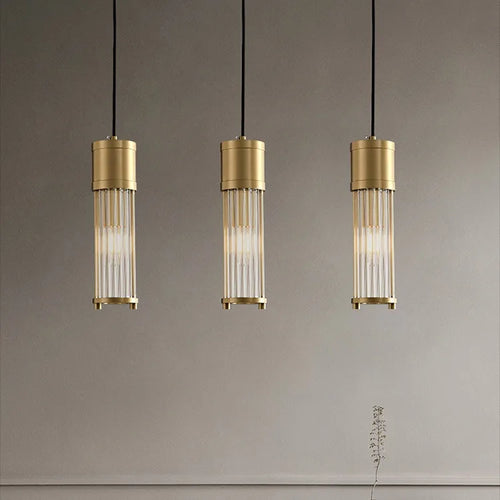 suspension à led en cuivre avec abat-jour en verre réglable