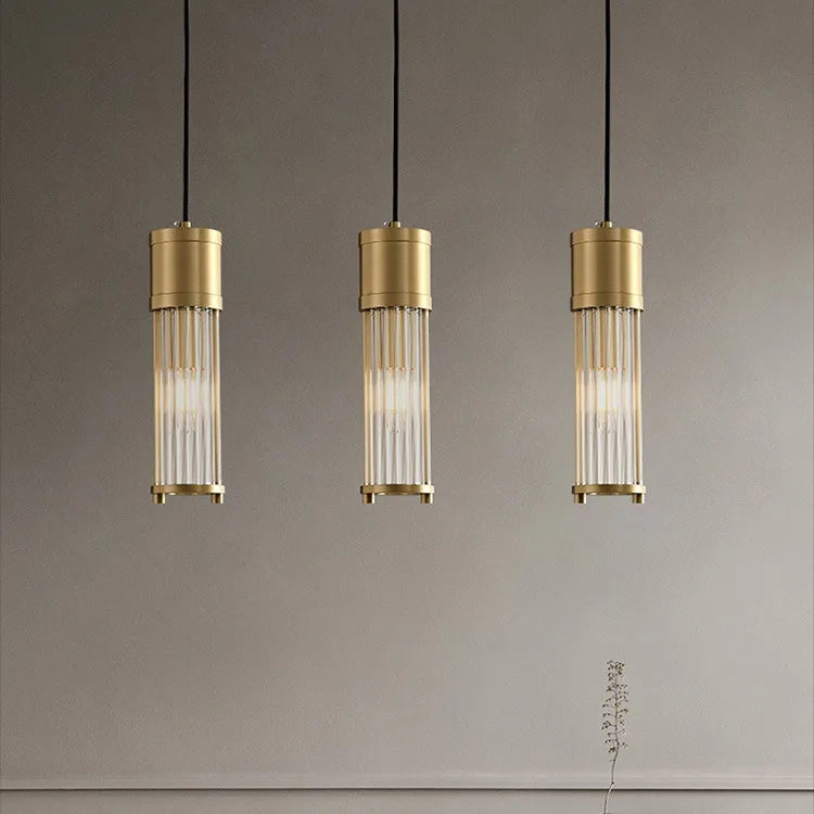 suspension à led en cuivre avec abat-jour en verre réglable - vue 7 sur 7
