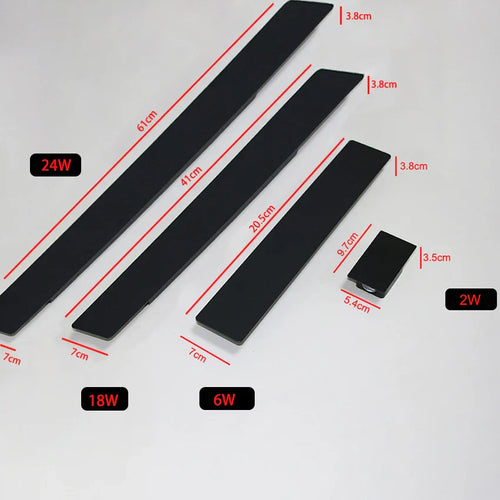 Applique murale extérieures imperméables bande aluminium appliques murales 18W LED noir applique chambre extérieur luminaires extérieurs