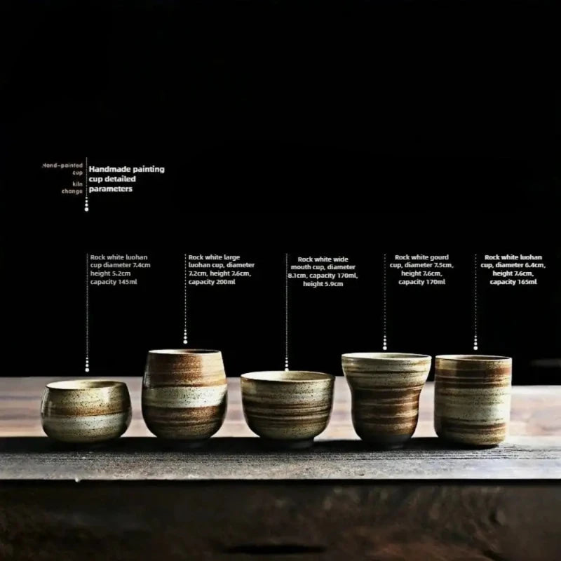 Mug raku japonais ceramique peint main style vintage