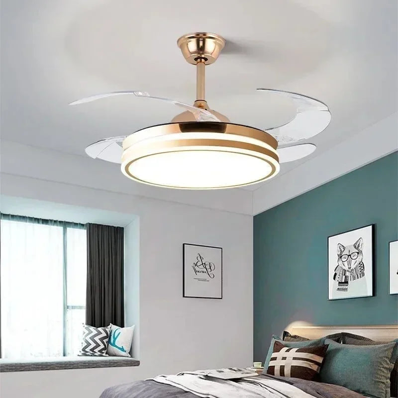ventilateur de plafond moderne avec lumière et télécommande - vue 2 sur 7