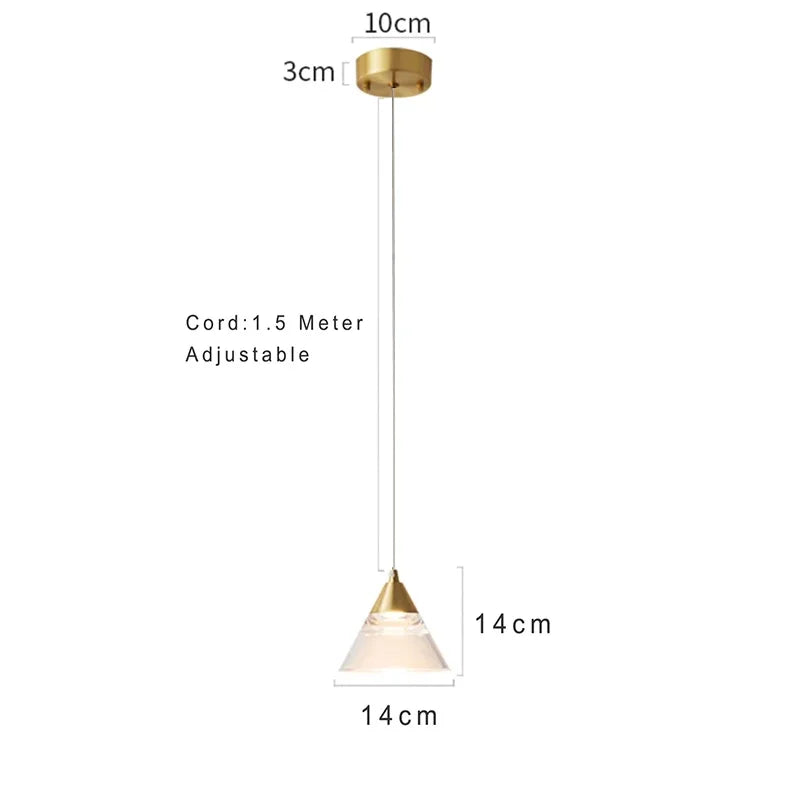Lamp Modern Acrylic Pendant Light Fixtures Gold, Mini Pendant Lighting For Kitchen Island, Dining Room, Bedroom, Hallway, Kitch - vue 7 sur 7
