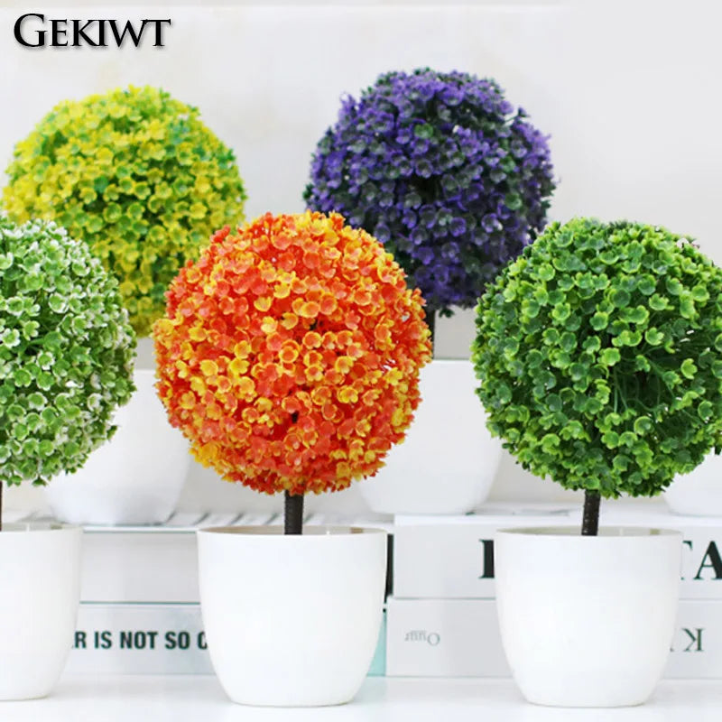 arbre artificiel bonsaï avec fleurs pour décoration intérieure - vue 4 sur 11