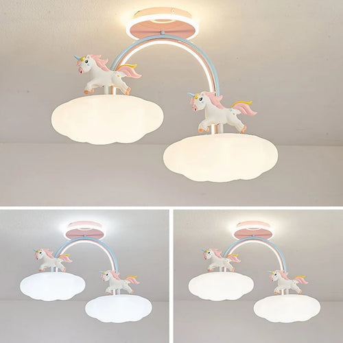 plafonnier licorne animée avec télécommande et lumière spectre complet