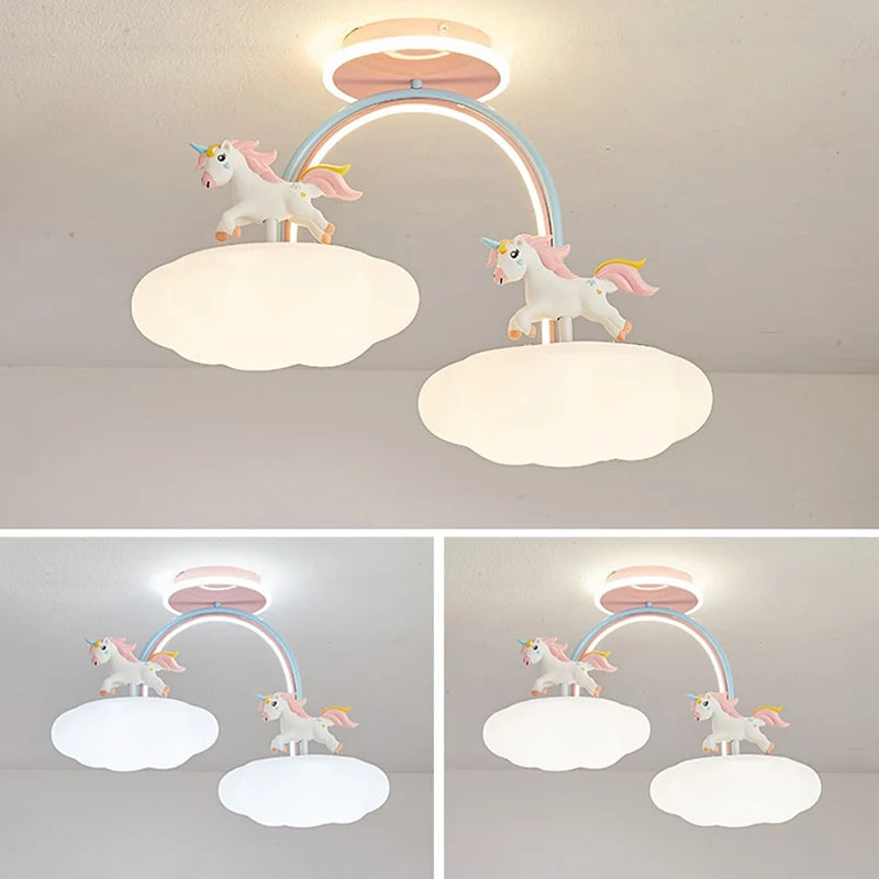 lustre licorne dessin animé avec télécommande pour enfants - vue 4 sur 8