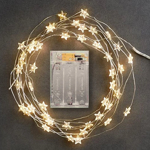 guirlande lumineuse led étoile fil cuivre pour décorations de fête