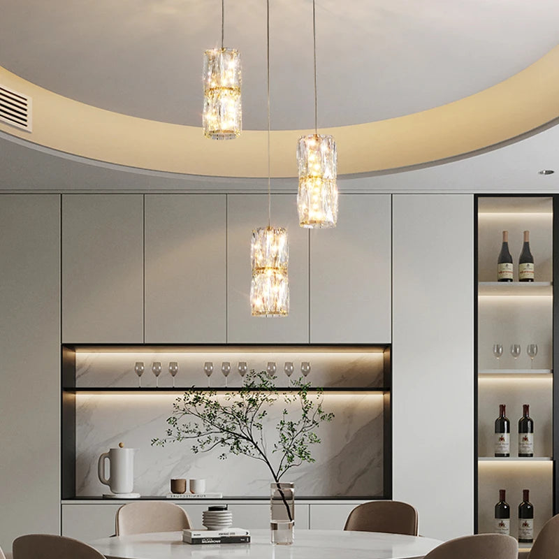 suspension nordique moderne en acier inoxydable et cristal décoratif - vue 4 sur 18