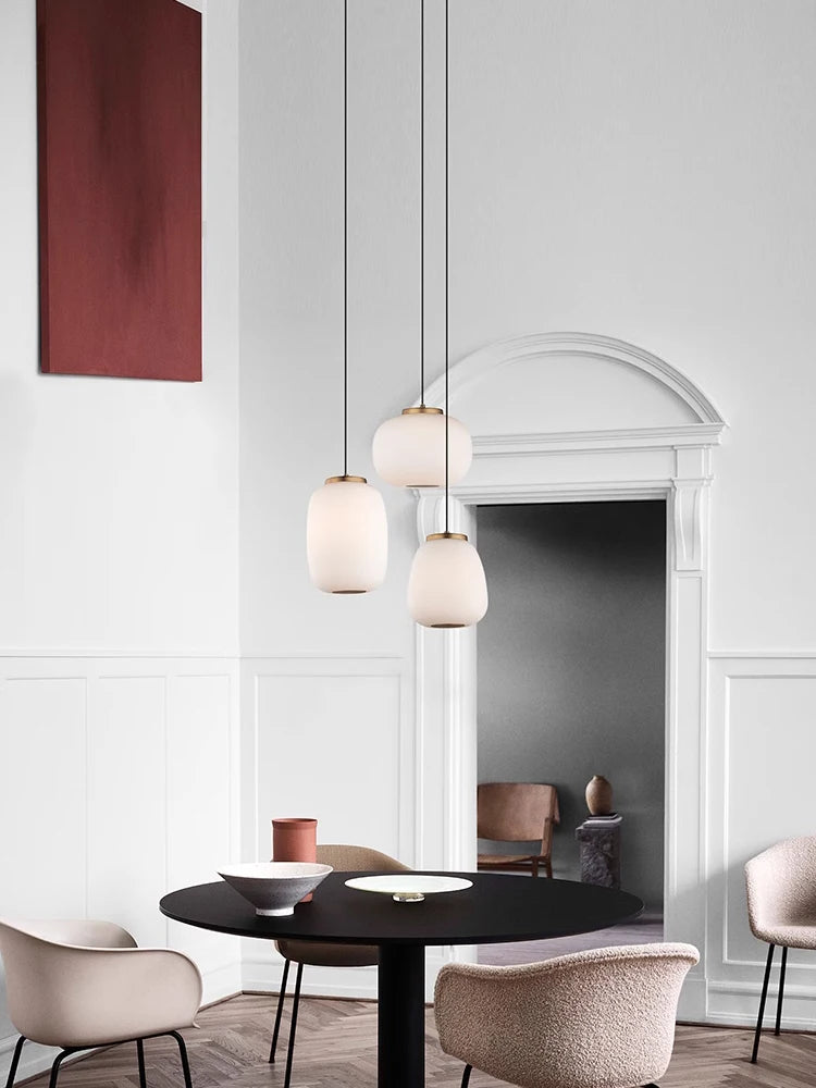 lustre led en verre design minimaliste japonais créatif et artistique - vue 4 sur 12