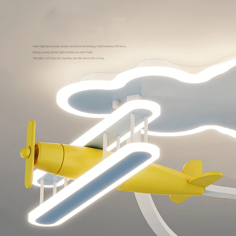 lustre d'avion dessin animé pour enfants avec télécommande - vue 7 sur 10