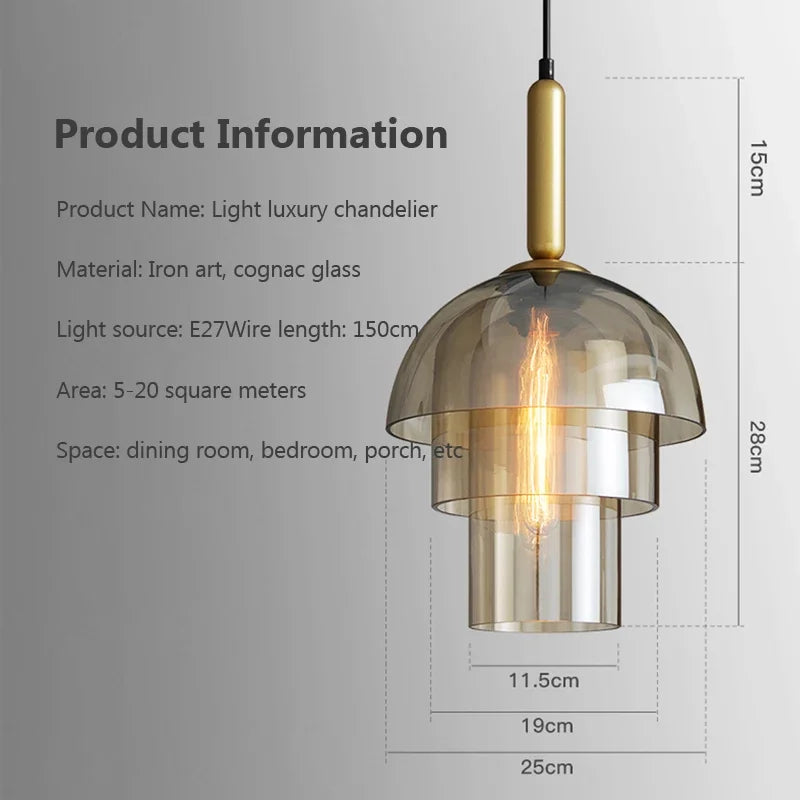 Modern glass pendant light for minimalist interior decoration - vue 3 sur 6