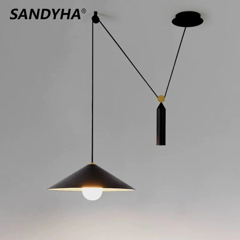 SANDYHA personnalité moderne suspension lumières poulie de levage lustres mobiles Led salle à manger salon Adornos Para Habitacion - vue 3 sur 12