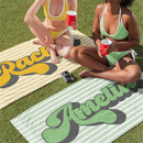 serviette de plage personnalisée rayures style retro hippie
