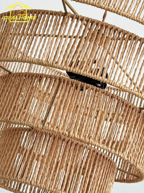 suspension en corde de chanvre style wabi-sabi pour intérieur élégant