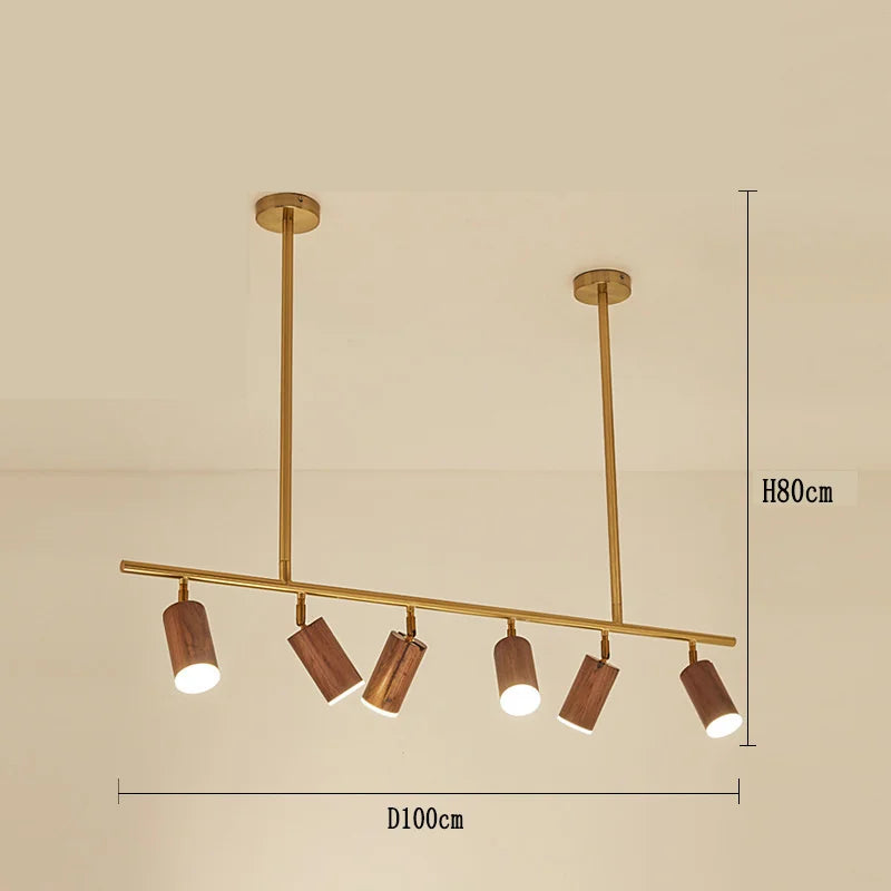 lustre led moderne en bois de noyer pour décoration maison - vue 7 sur 7