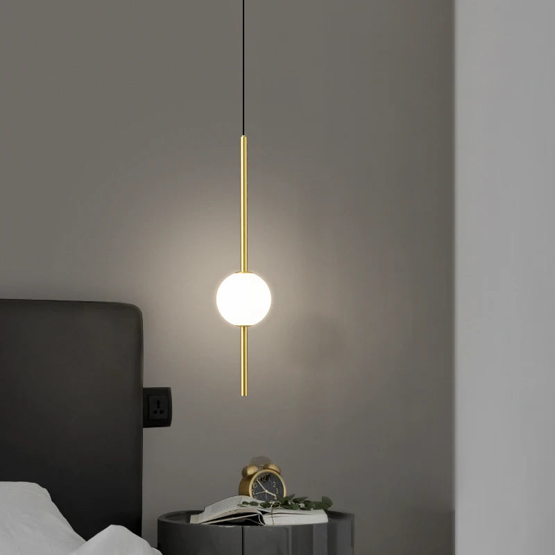 suspension LED en laiton design moderne avec cordon réglable - vue 5 sur 17