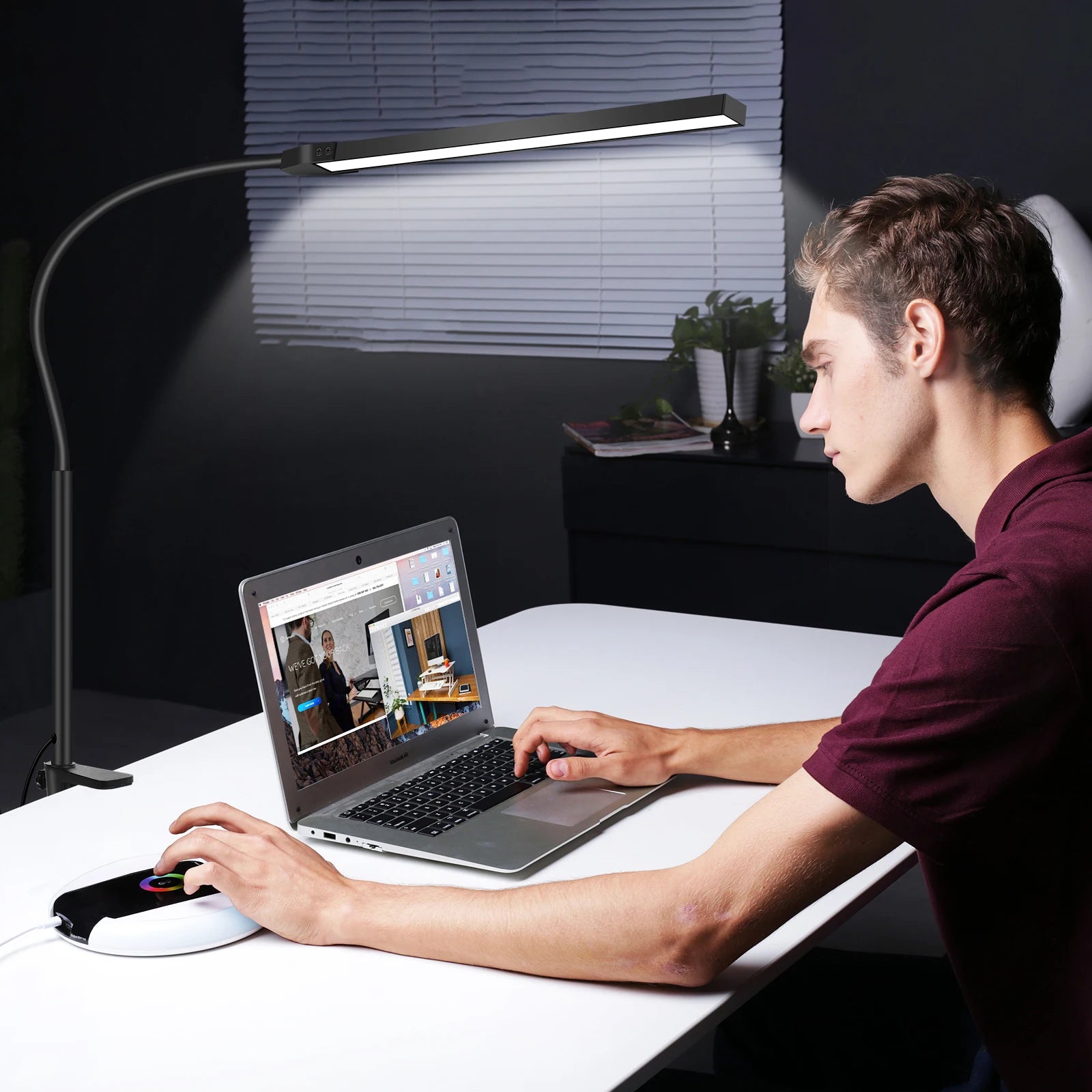 NEWACALOX pince de bureau barre d'écran suspension lumière 360 ° rotatif pliant bras Flexible Support 108 pièces LED SMD Protection des yeux lampe de bureau - vue 9 sur 8