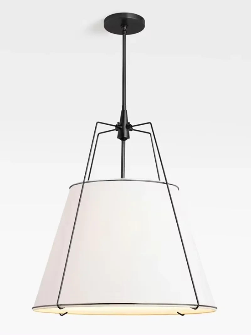 Cone drum pendant light, fabric lampshade, restaurant kitchen pendant light, indoor home decoration lighting - vue 8 sur 8