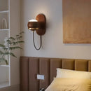 Walnut Wood Circular Sphere, Modern style Wabi-sabi minimalist Wall Sconce light for Bedroom, Bedside, Living, Dining Room
