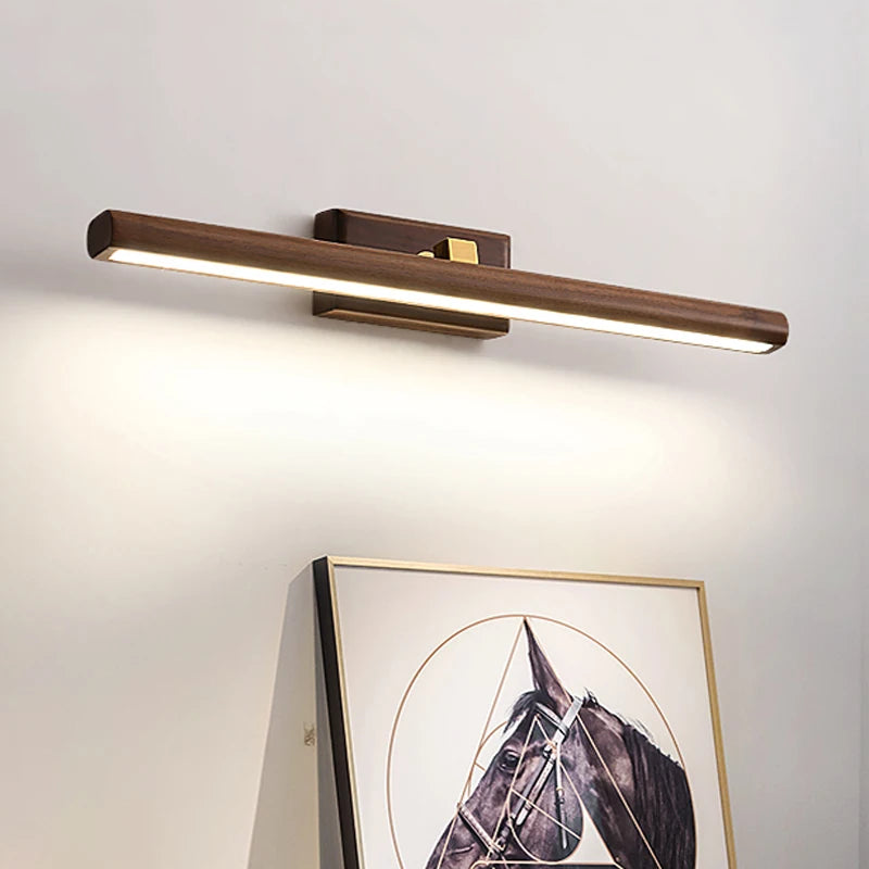 miroir de luxe en noyer led rotatif à 360° applique murale - vue 4 sur 6