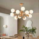 lustre en bois nordique avec boule de verre décorative
