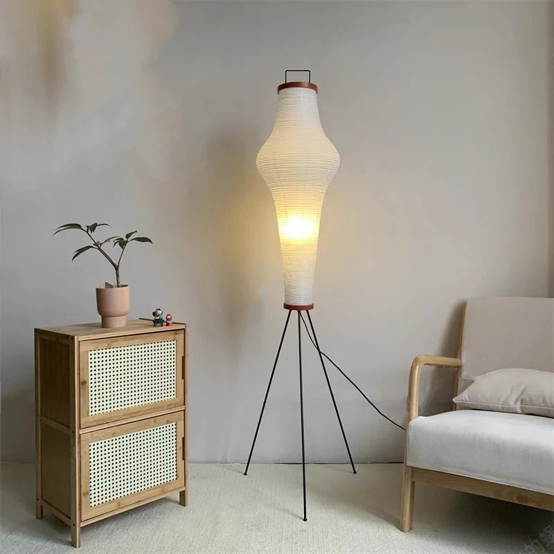 lampadaire led en papier de riz design japonais pour intérieur - vue 4 sur 7