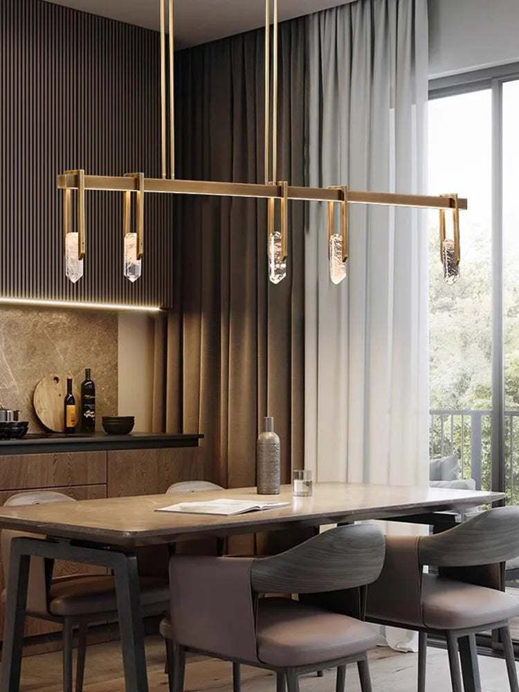 Lustre style design italien cuivre postmoderne LED ronde cristal luxe