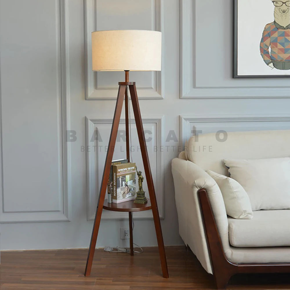 Lampadaire en bois moderne lampe sur pied nordique Art déco lampadaires pour salon LED canapé lampadaires café support décoratif - vue 4 sur 8