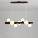 Modern walnut rubber wood chandelier minimalist decor