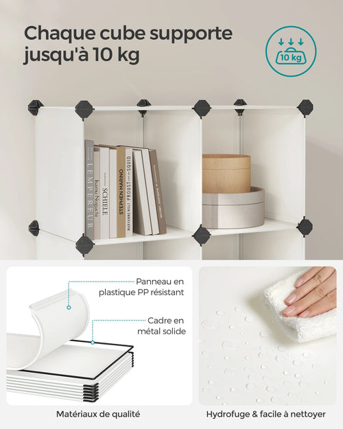 SONGMICS 6 Cube Storage Unit, Modular Plastic Cube Storage Organizer with Feet, Shoe Rack, Each Cube 30 x 30 x 30 cm - vue 4 sur 7