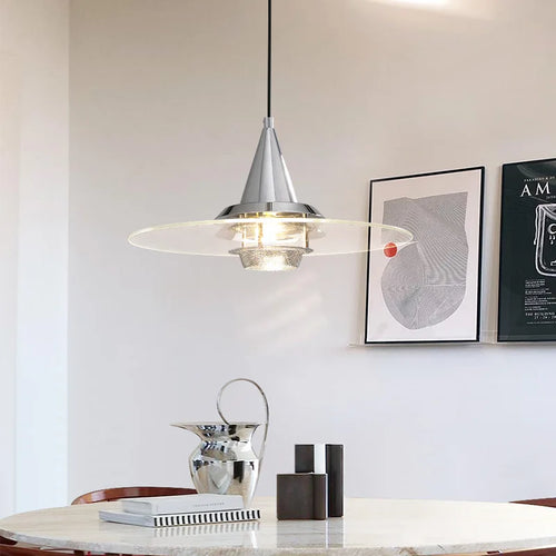 lustre bauhaus en verre clair suspendu pour restaurant