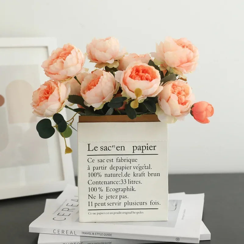 bouquet de pivoines vintage en soie décoration festive pour toutes occasions