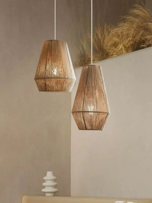 suspension en rotin japonais style wabi sabi pour espaces rustiques - vue 4 sur 16
