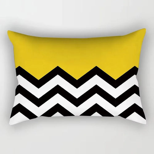 housse de coussin rectangulaire motif géométrique jaune rouge 30 x 50 cm