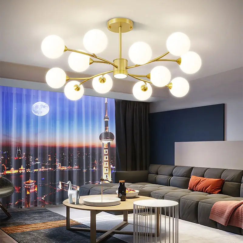 lustre nordique en verre led pour décoration de cuisine - vue 7 sur 14