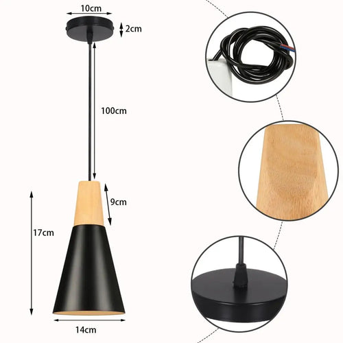 suspension macaron nordique en bois 3 têtes pour bar restaurant - vue 13 sur 24