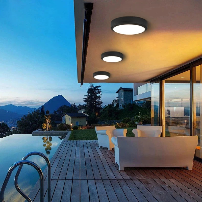 18W Radar capteur de mouvement étanche plafonnier extérieur salle de bains cuisine lumières lampe LED encastré balcon porche luminaires - vue 5 sur 6