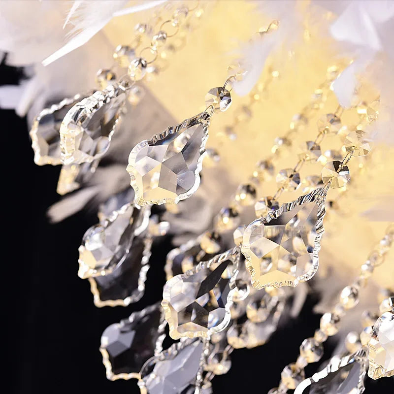 lustre créatif simple plume led net romantique populaire - vue 7 sur 9
