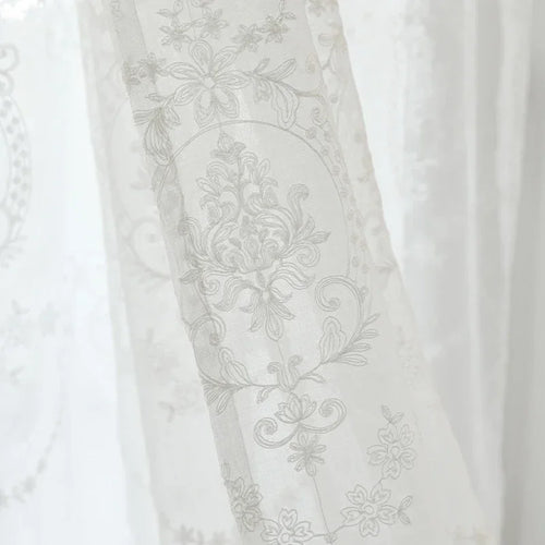 Voilage tulle brodé style européen pour salon fenêtres