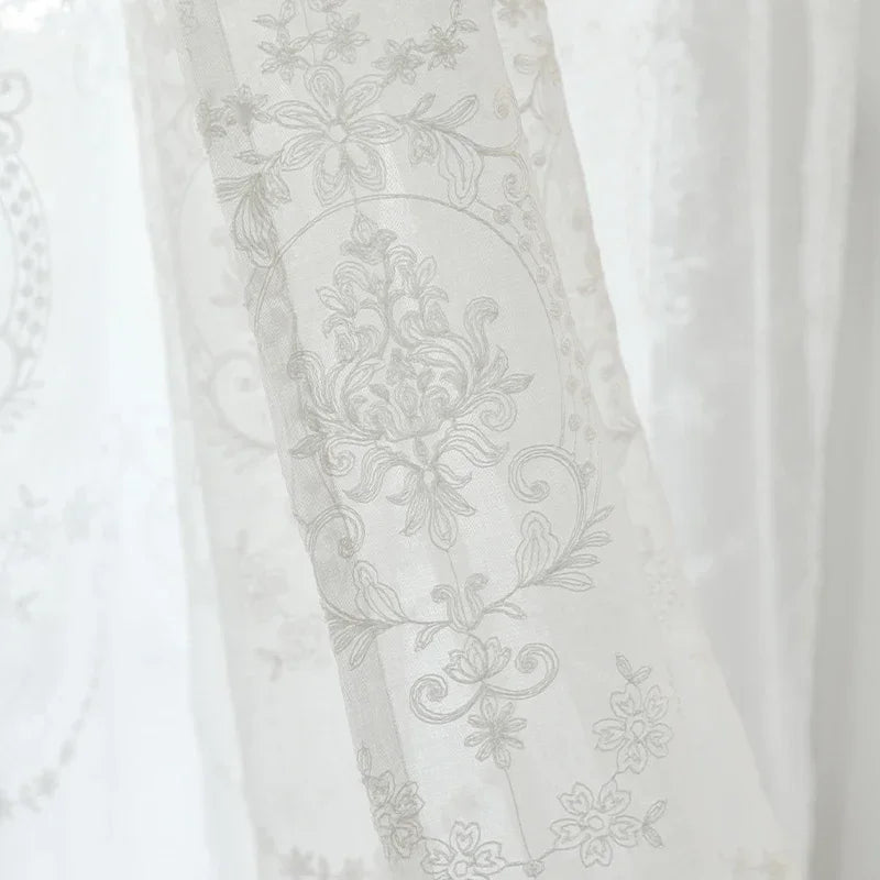 Voilage tulle brodé style européen pour salon fenêtres - vue 6 sur 7