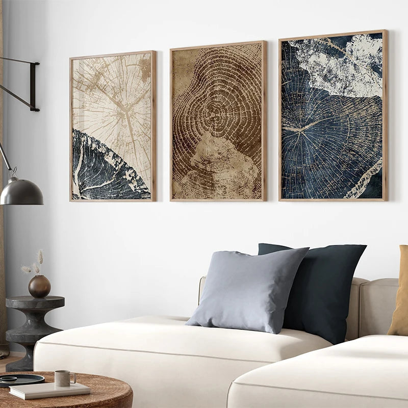 art abstrait sur anneaux d'arbres pour décoration intérieure