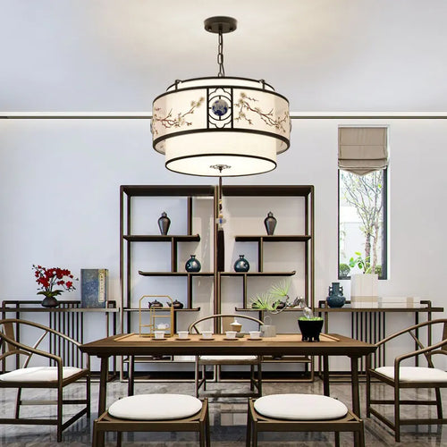 lustre rétro rond pour restaurant chinois lampe suspendue créative nouvelle collection - vue 3 sur 9